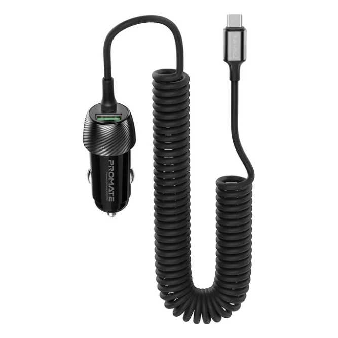 Зарядний пристрій Promate 33W USB-C cable + USB-A port (powerdrive-33pdc.black)