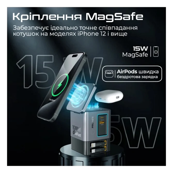 Зарядний пристрій Promate wireless charger powersync-105 (powersync-105) — фото 4