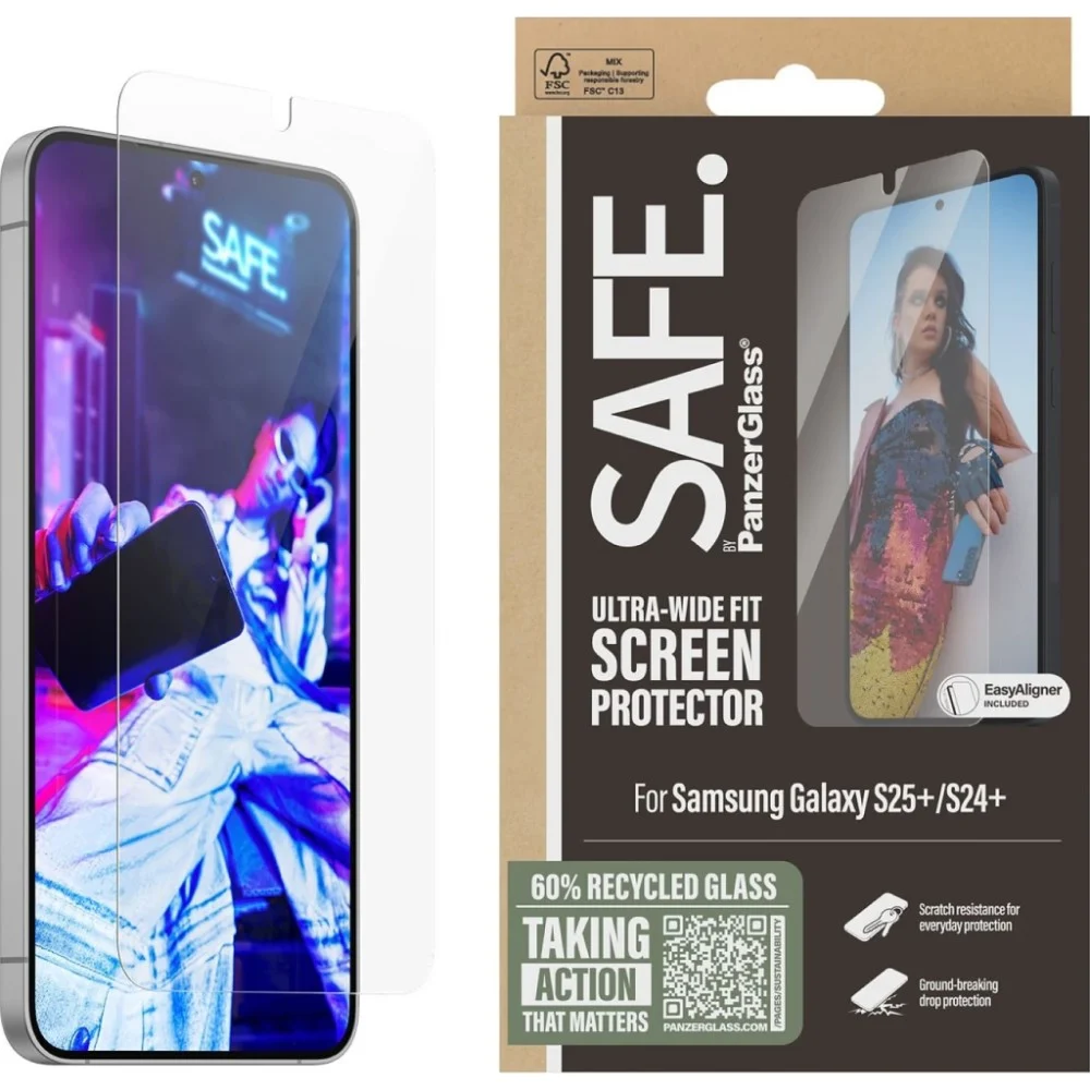 Скло захисне PANZERGLASS Samsung Galaxy S25 Plus Ultra-Wide Fit w. Aligner (PG_SARNUWFG37942)