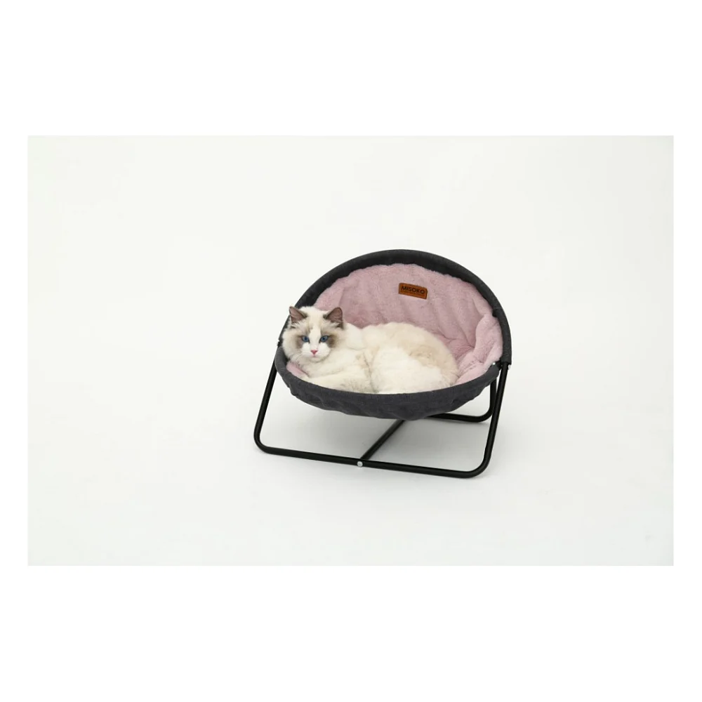Лежак для тварин MISOKO&CO Pet bed round plush 45x45x22 см grey and pink (HOOP31839) — фото 5