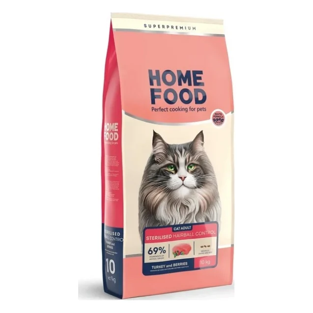 Сухий корм для кішок Home Food Hairball control For sterilised з індичкою та ягодами 200 г (4820290090101)