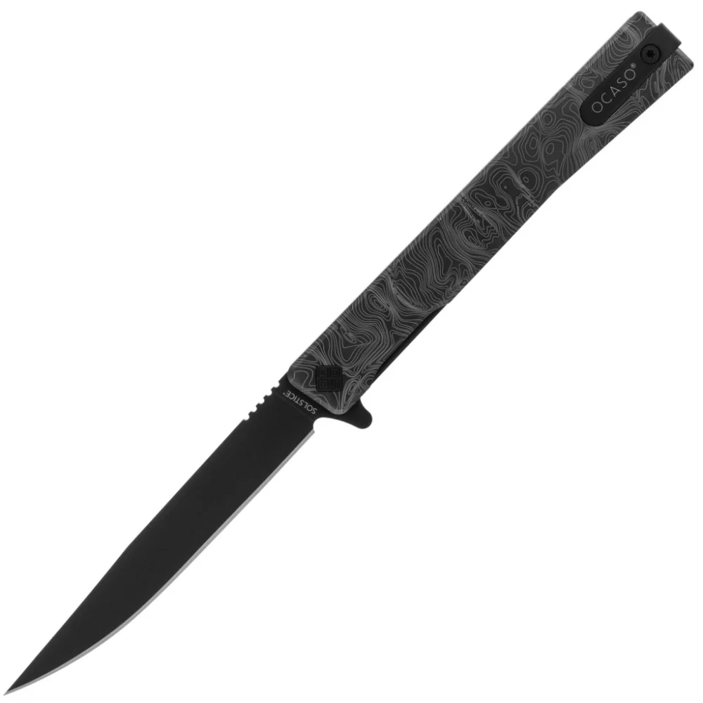 Ніж Ocaso Solstice, Engraved titanium Topo Pattern, Black (10ETB)