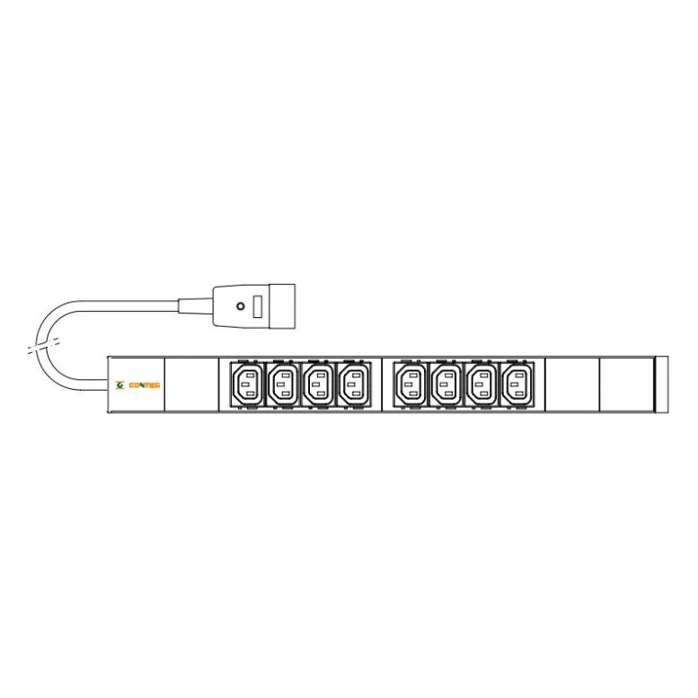 Силовий блок 19" 1U w/PDU 8 розеток IEC C13, вилка IEC320 C20, кабель 3м Conteg (IP-BA-C08C300016)