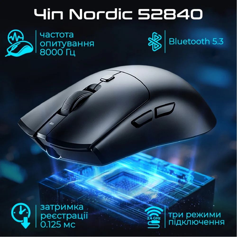 Мишка RAWM SA-MH01 Wireless/Bluetooth Black (SA-MH01.black) — фото 3