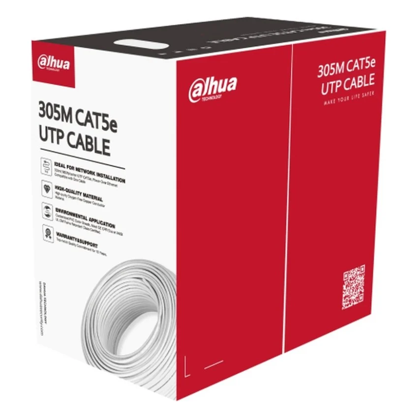 Кабель мережевий Dahua UTP 305м, cat.5e, CU, 4*2*0,5, PVC (DH-PFM920I-5EU-U)