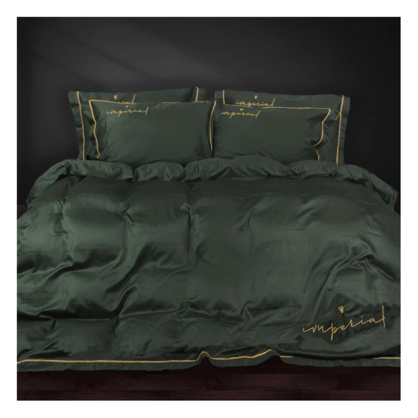 Постільна білизна MirSon Сатин Imperial Satin Emerald 200х220 King Size (2200008576233)