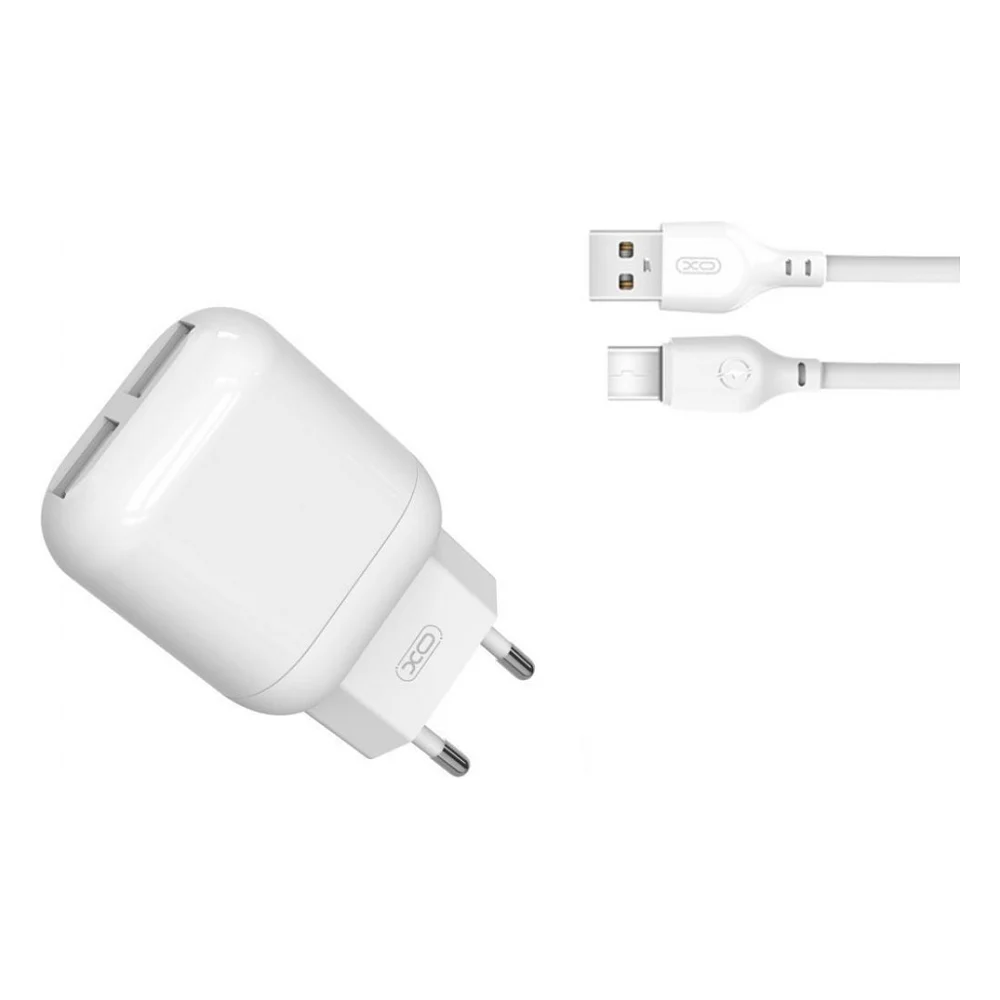 Зарядний пристрій XO 2xUSB 2.4A + cable USB to USB-C white (L78-TC-WH)