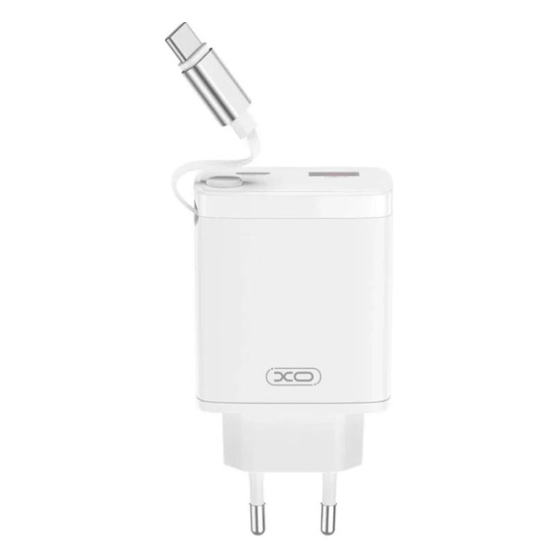 Зарядний пристрій XO 1xUSB-C + 1xUSB QC30W GaN + cable USB-C to USB-C white (XO-CE31) — фото 2