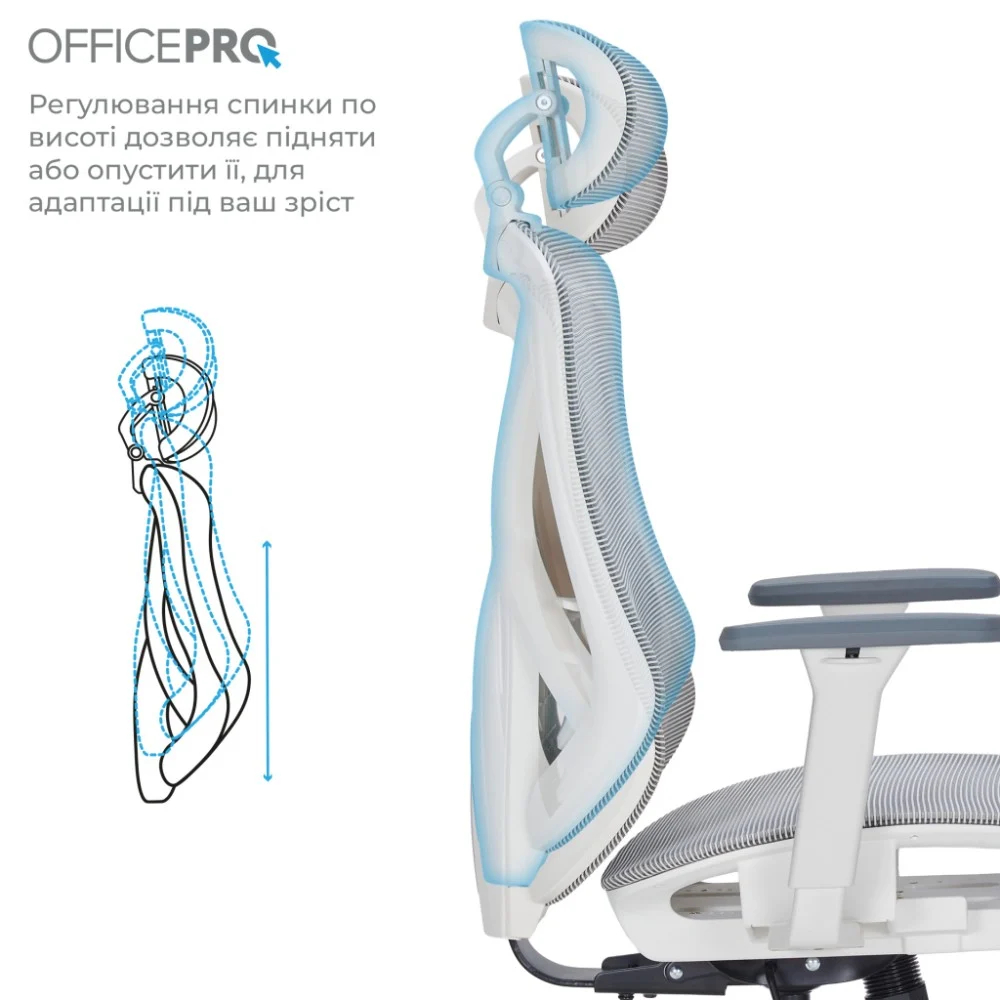 Офісне крісло OfficePro Atlas White/Light Gray (OC630-W-LG-LG) — фото 9