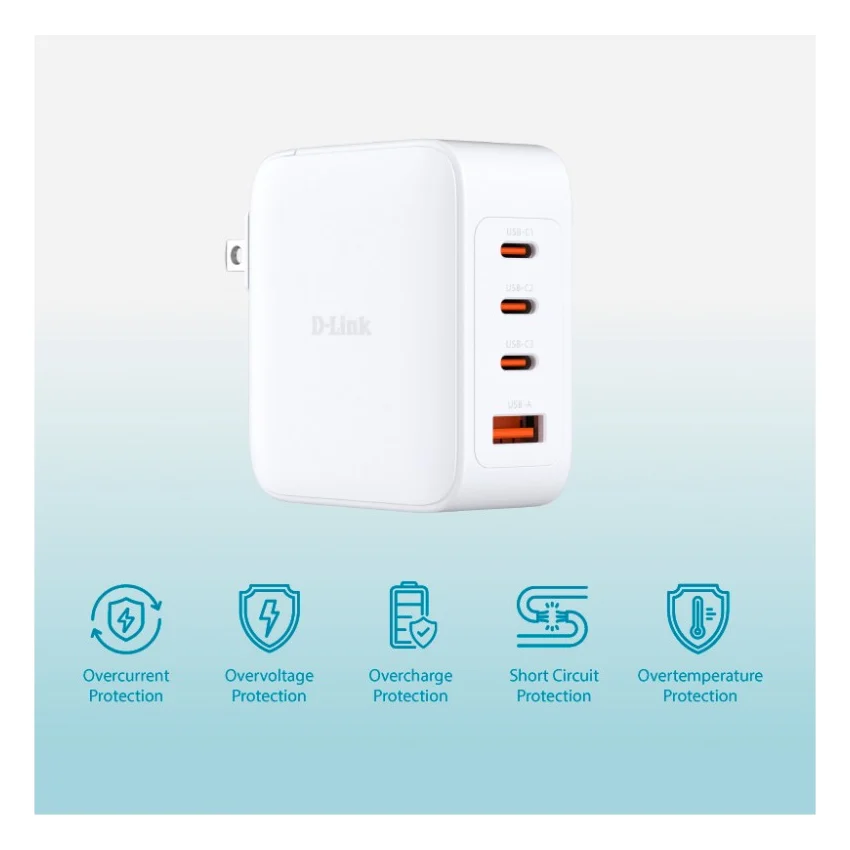 Зарядний пристрій D-Link 3xUSB-C + 1xUSB-A 100W GaN white (DCP-101) — фото 3