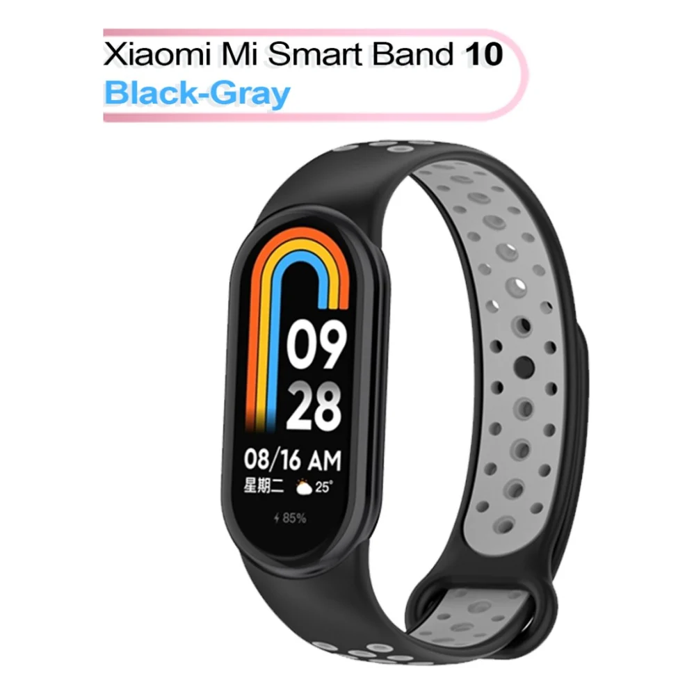 Ремінець до фітнес браслета BeCover Vents Style для Xiaomi Mi Smart Band 10 Black-Gray (713628)