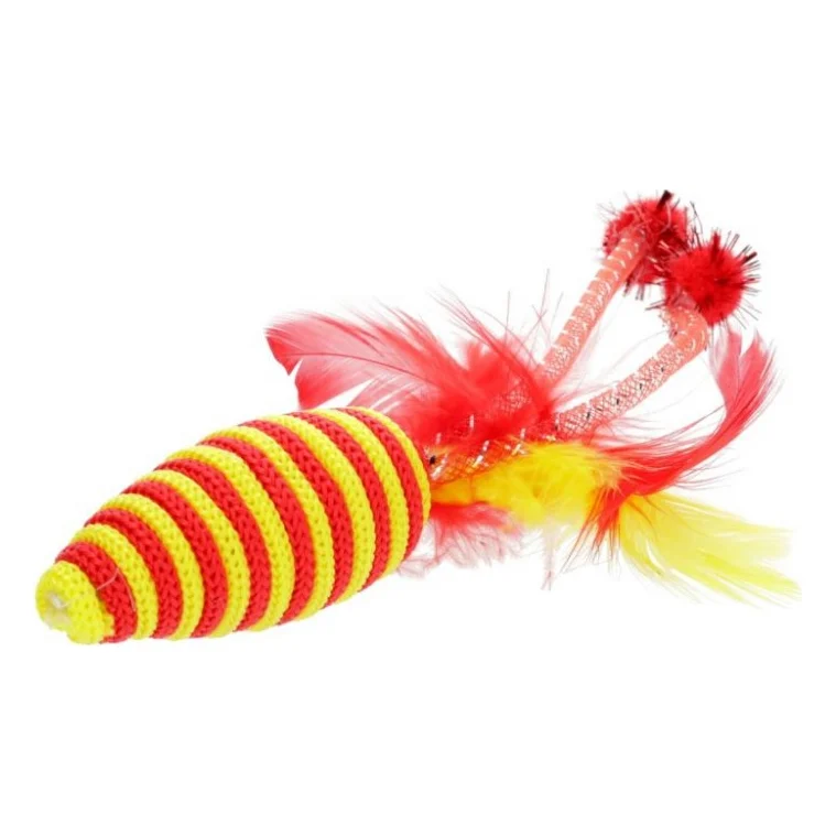 Іграшка для котів Hippie Pet Мишка з пір'ям помаранчева 16.5 см (HIPCT2304024O)