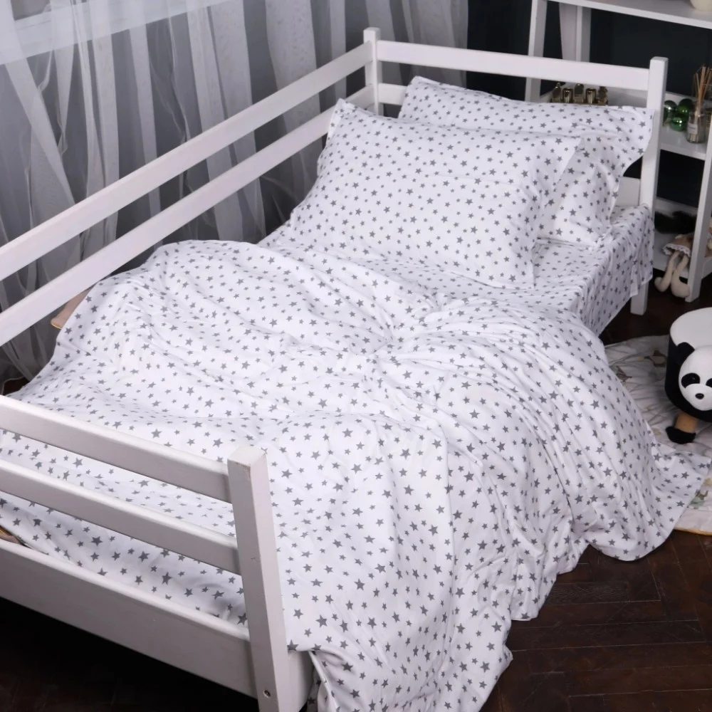 Постільна білизна MirSon 016 White Stars Фланель 2x143x210 Сімейний (2200009652158)