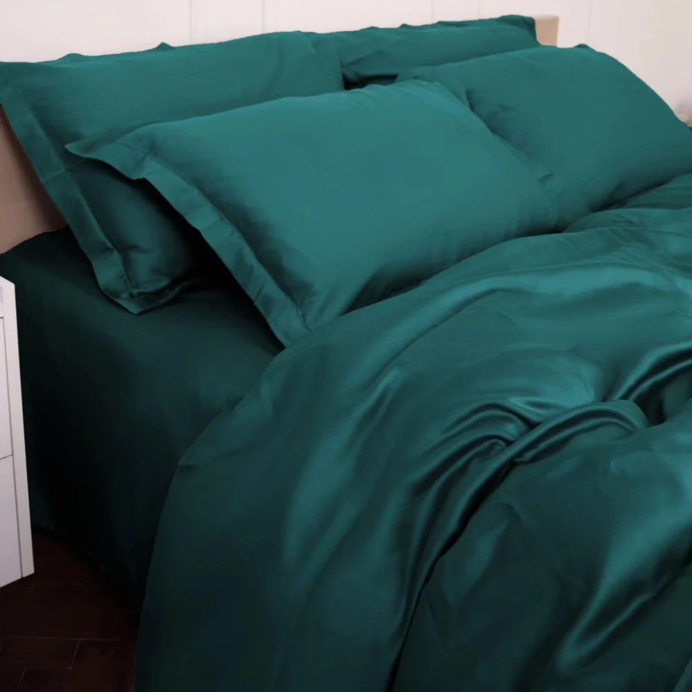 Постільна білизна MirSon Tencel №07 Emerald 220x240 King Size (2200009370977) — фото 8