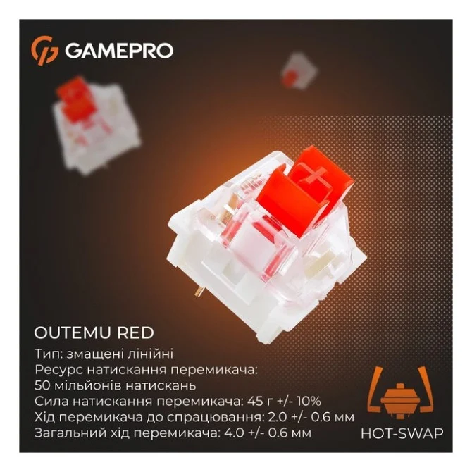 Клавіатура GamePro Genesis Metallic MK144G Outemu Red Switch USB UA Gray (MK144G) — фото 11