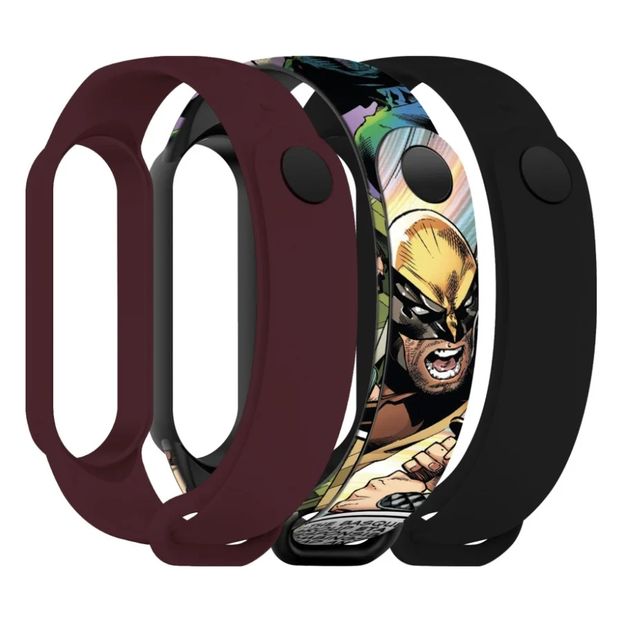 Ремінець до фітнес браслета Armorstandart комплект 3шт Xiaomi Mi Band 7/6/5 Wolverine comix (ARM77056)