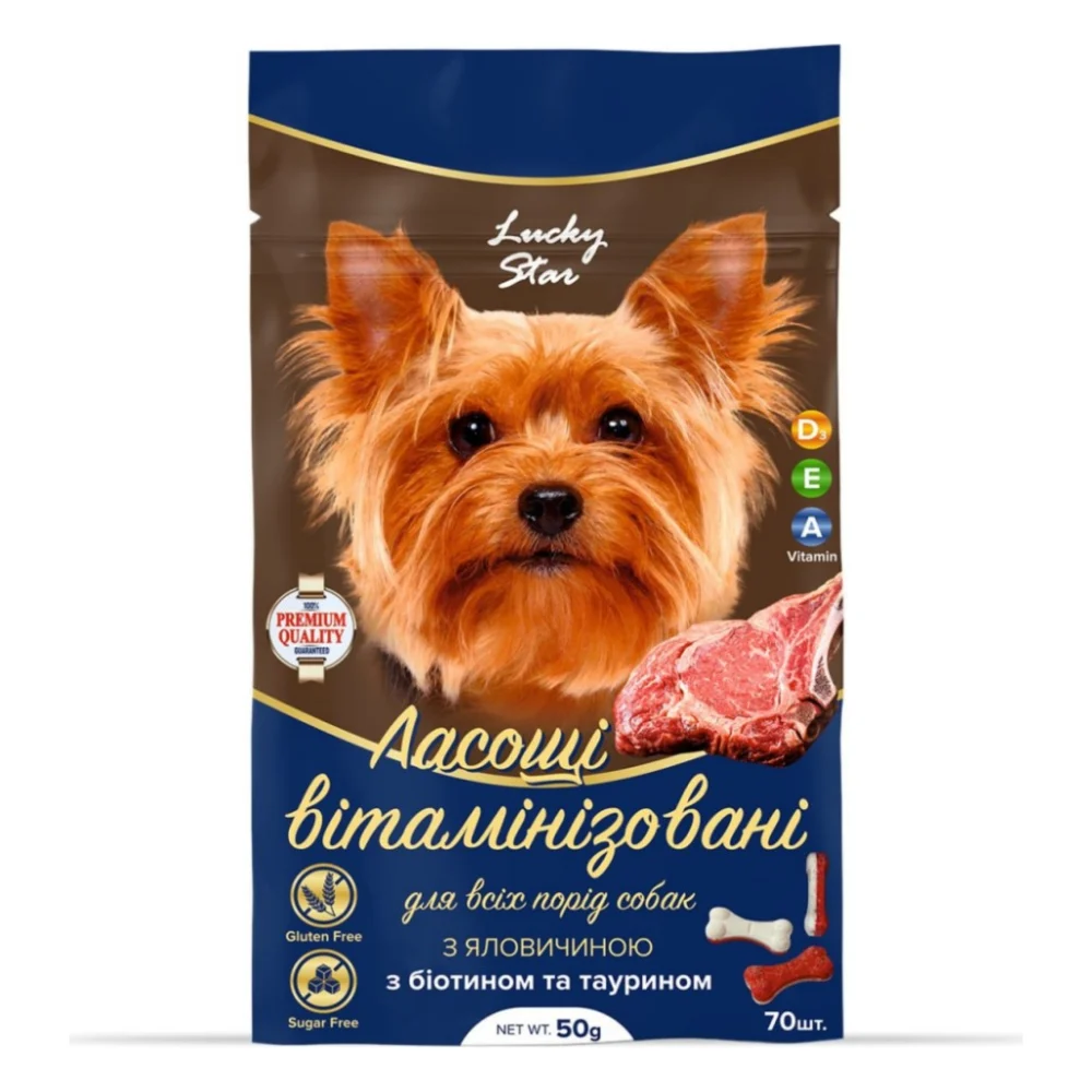 Ласощі для собак Lucky Star Вітамінізовані з яловичиною 50 г (4820275972217)