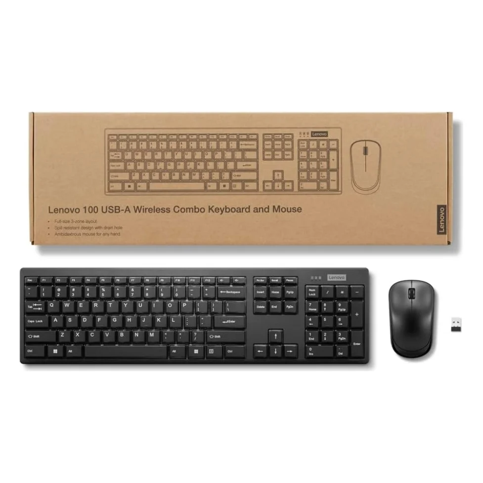 Клавіатура Lenovo 100 Wireless UA Black (GX31Q28916) — фото 4