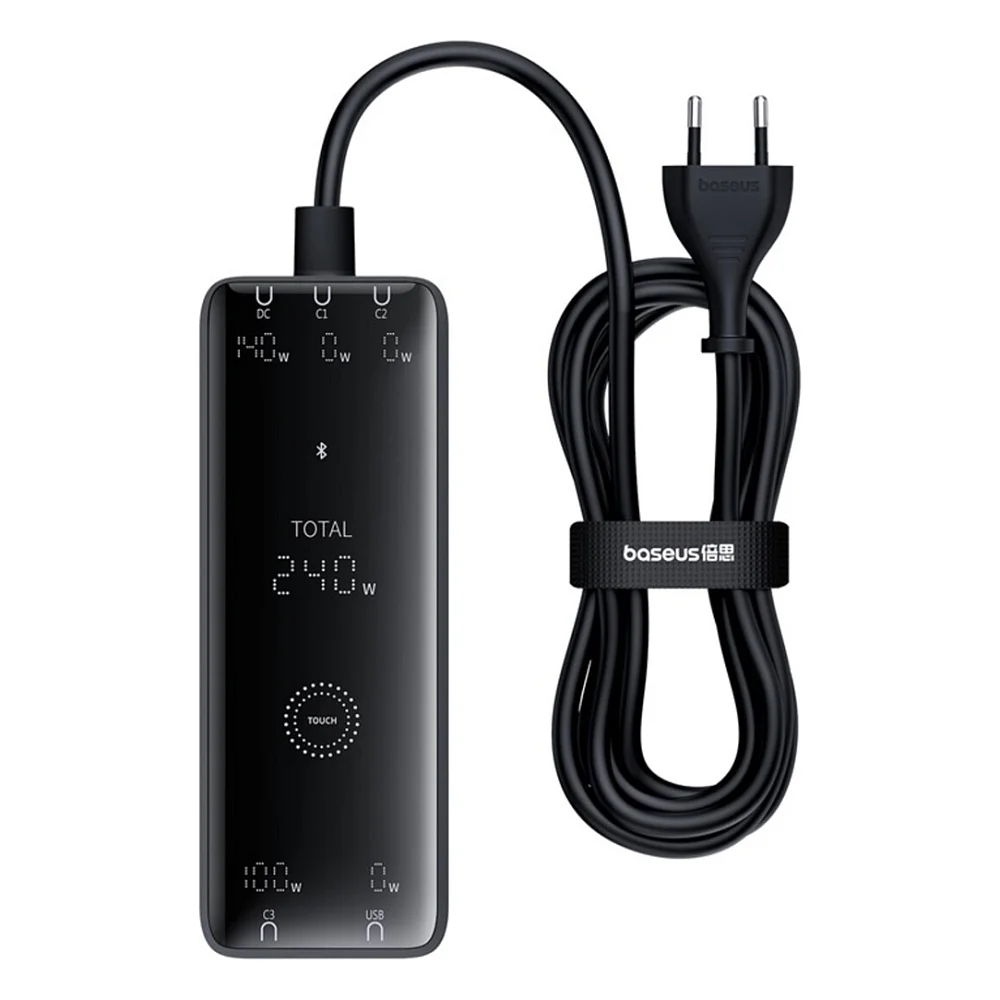 Зарядний пристрій Baseus Digital GaN Intelligent Desktop Fast Charger 3C+U+DC 240W Cluster Black (P10163901113-00)