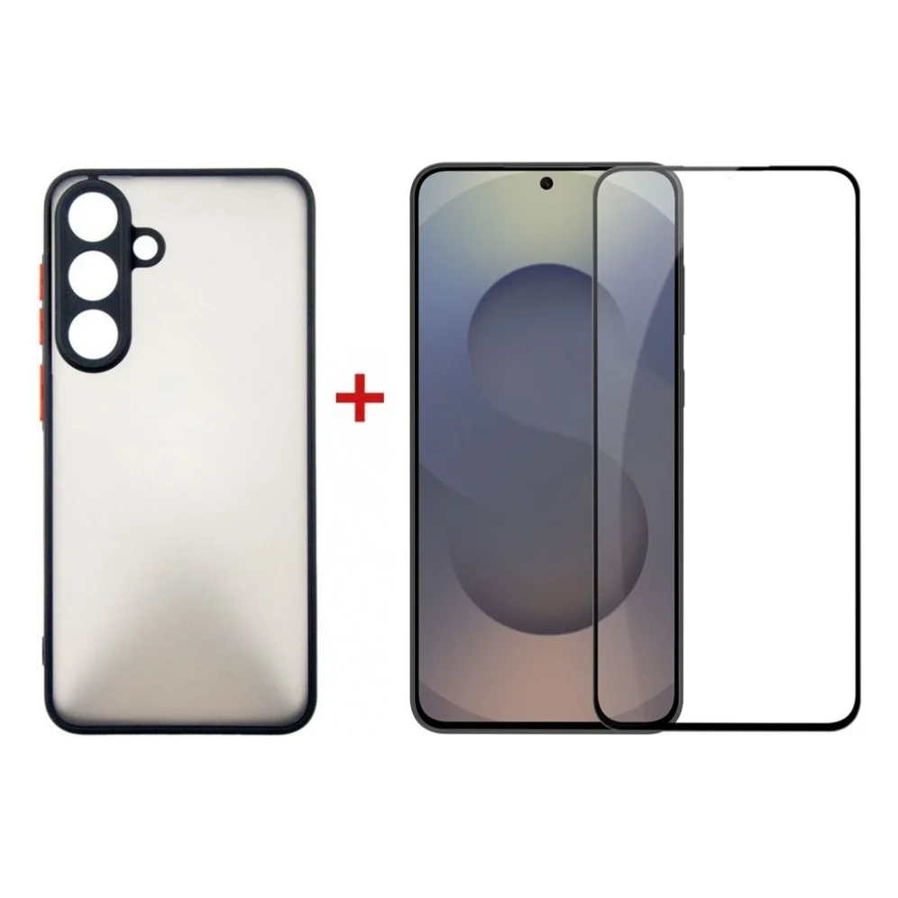 Чохол до мобільного телефона Dengos Matte Kit for Samsung Galaxy S25 FE case + glass Black (DG-KM-168)