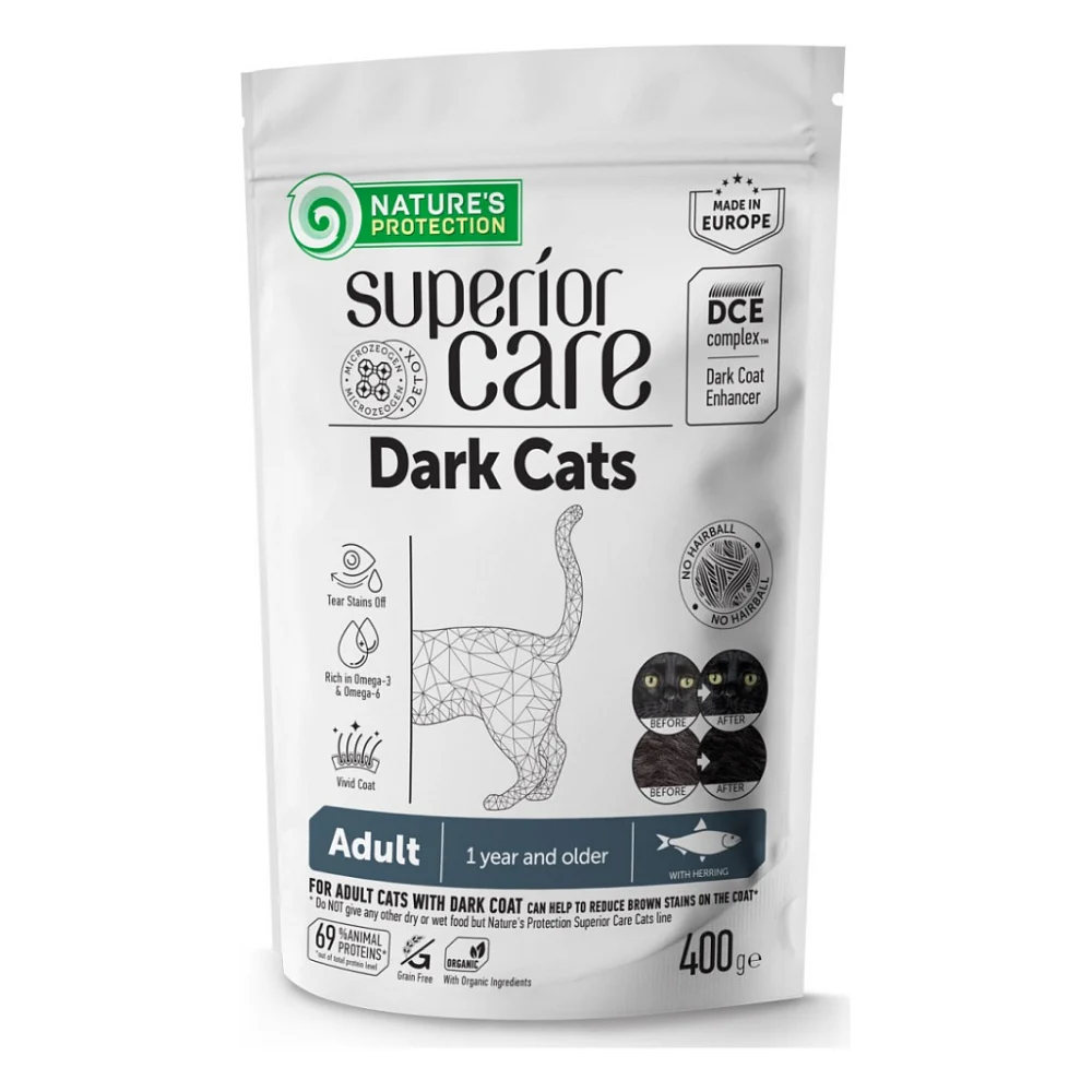Сухий корм для кішок Nature's Protection Superior Care Dark Cats Grain Free Herring 400 г (NPSC47780)