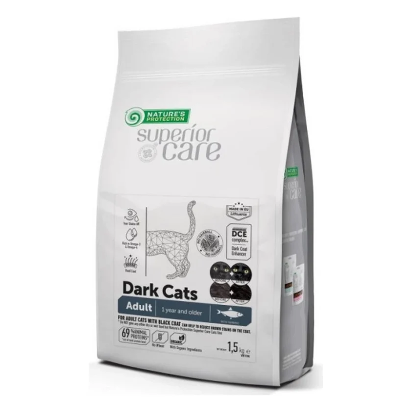 Сухий корм для кішок Nature's Protection Superior Care Dark Cats Grain Free Herring 1.5 кг (NPSC47632)