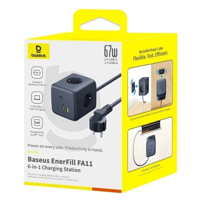 Мережевий фільтр живлення Baseus EnerFill FA11 Cube Power Strip (E00082100123-00) — фото 5