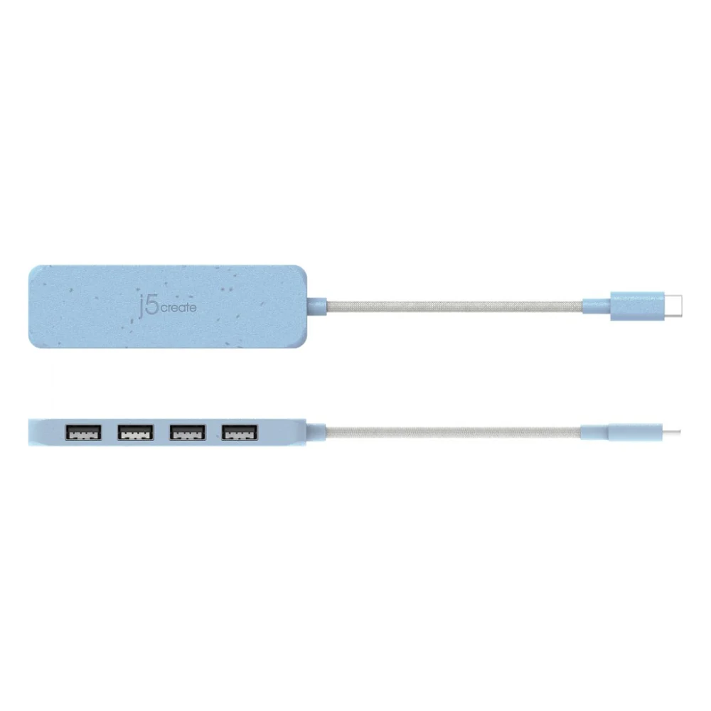 Концентратор J5create USB-C to 4xUSB-A 3.2 10Gbps cyan (JCH341EC-N) — фото 4