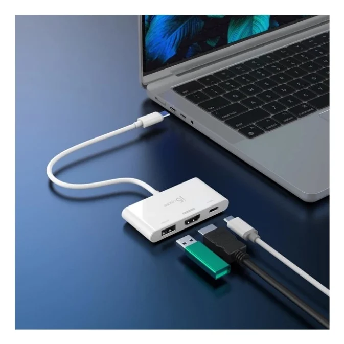 Концентратор J5create USB-C 3-in-1 HDMI + USB + USB-C PD white (JCA399-N) — фото 5