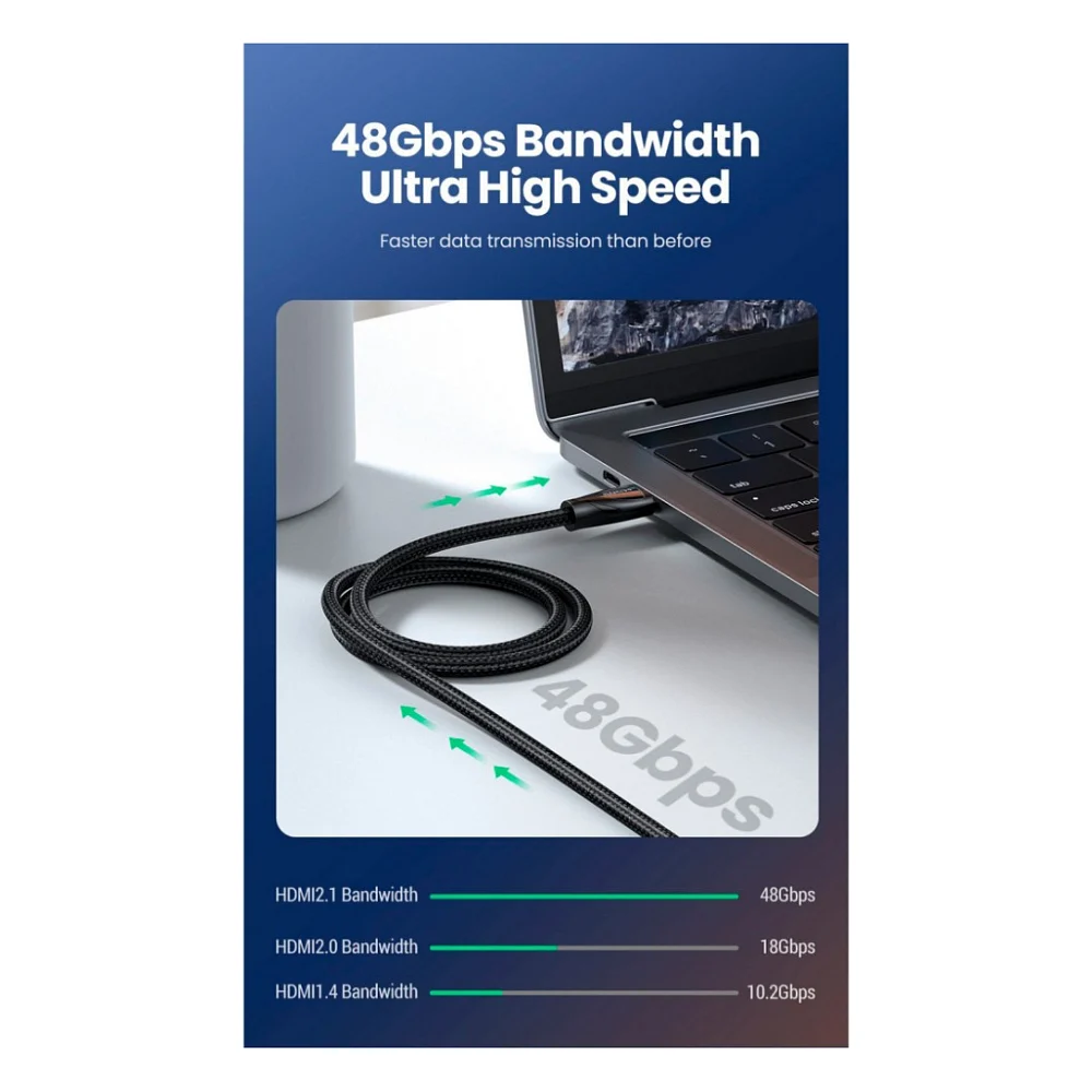 Кабель мультимедійний HDMI M to HDMI M 1.5m braided HD140 black Ugreen (80402) — фото 8