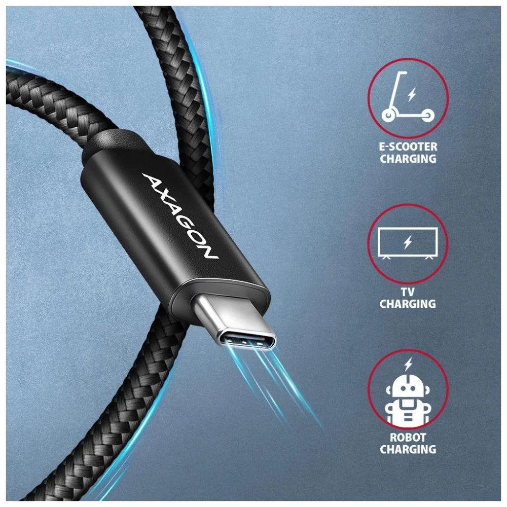 Дата кабель USB-C to USB-C 2.0m USB 2.0 PD 240W 5A black AXAGON (BUCM2-CM20AB) — фото 5