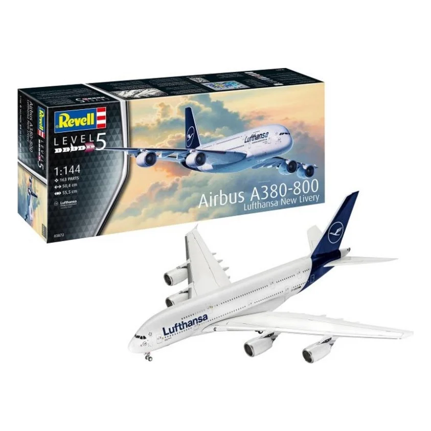 Збірна модель Revell Літак Airbus A380-800 "Lufthansa" нова ліврея, рівень 5, 1:144 (RVL-03872)