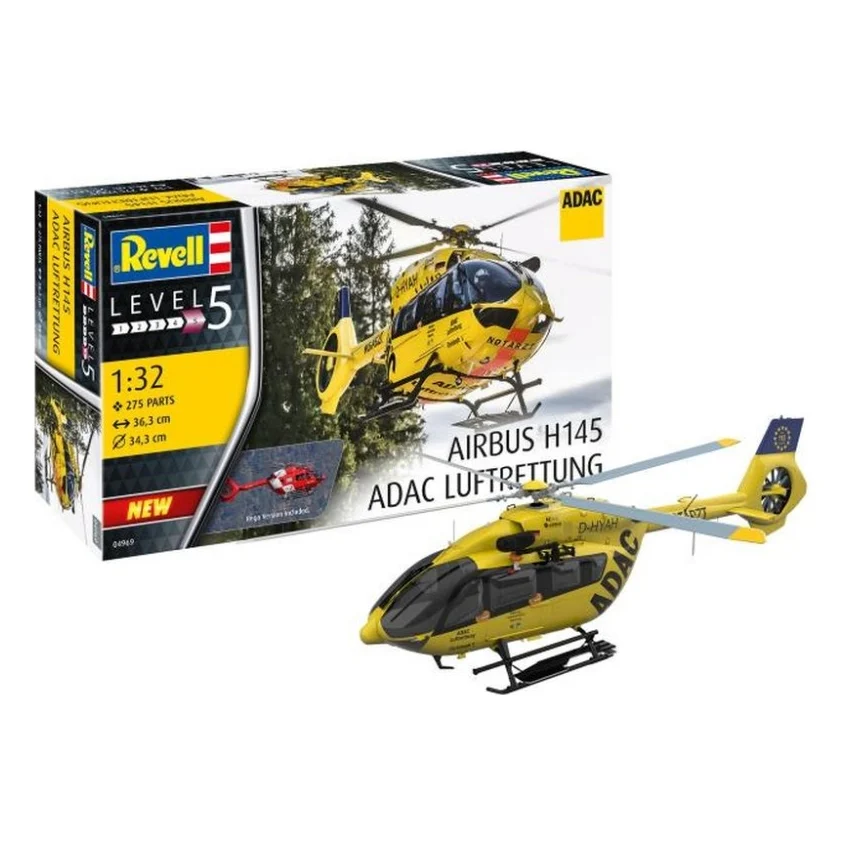 Збірна модель Revell Геликоптер Airbus H145 ADAC Рятувальна служба, рівень 5,1:32 (RVL-04969)