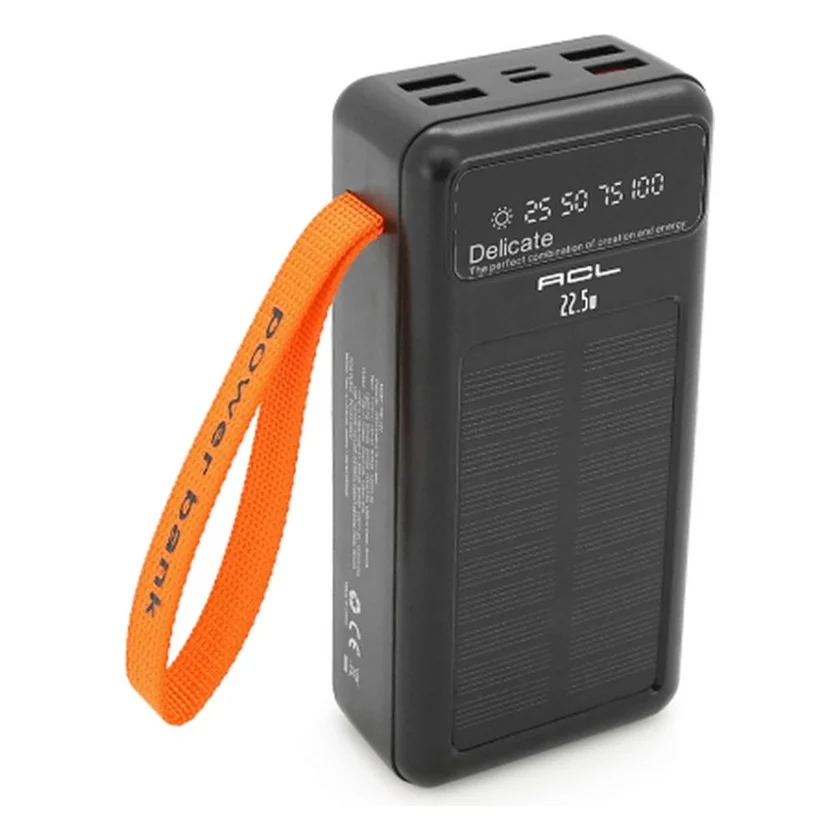 Батарея універсальна ACL 30000mAh, Solar, 22.5W, cables Type-C + Lighting, Black (ACL PW-141)