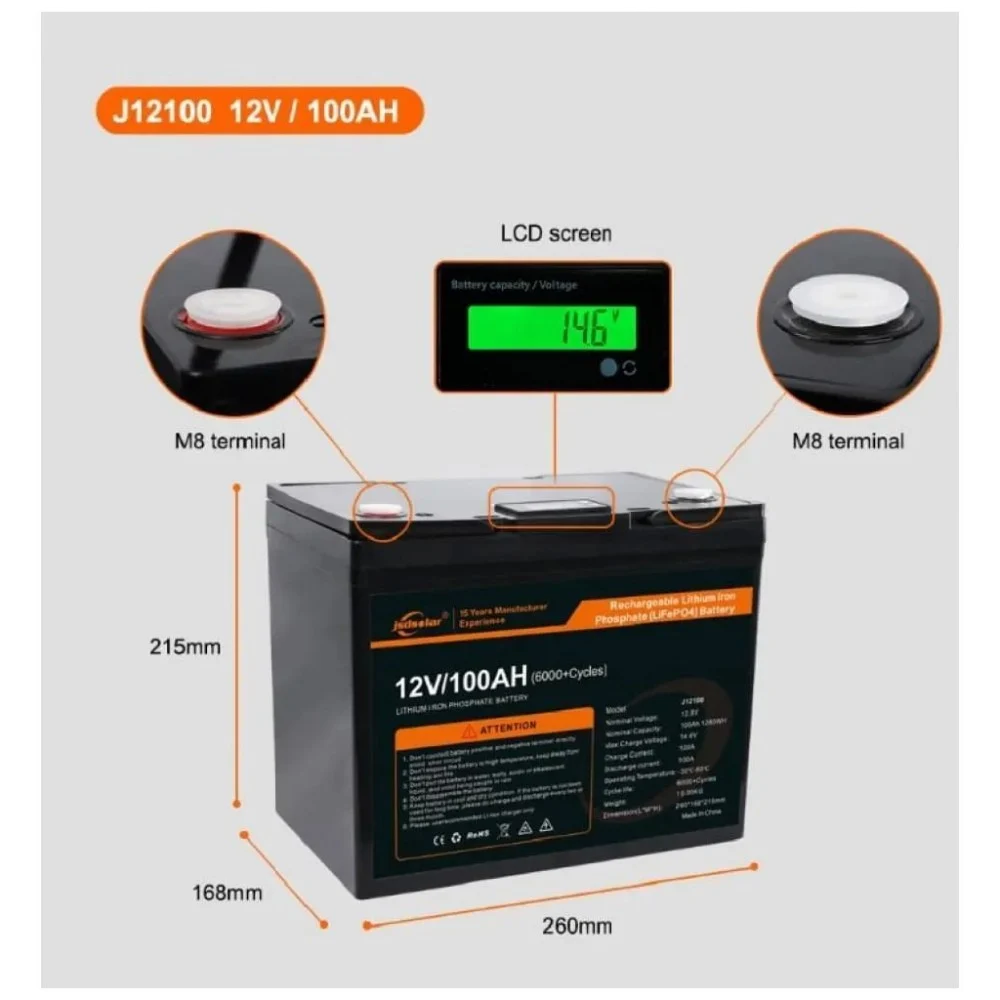 Батарея LiFePo4 JSDS 12.8V 100Ah LED (JSDS12100LED) — фото 5