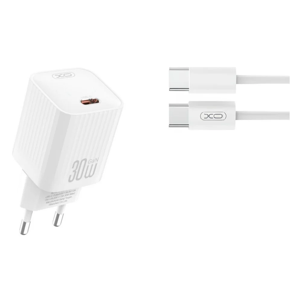 Зарядний пристрій XO L148 USB-C 30W 3A with Type-C to Type-C cable White