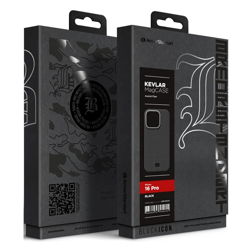 Чохол до мобільного телефона Armorstandart BlackIcon Kevlar MagCase Apple iPhone 16 Pro Black (ARM88534) — фото 2