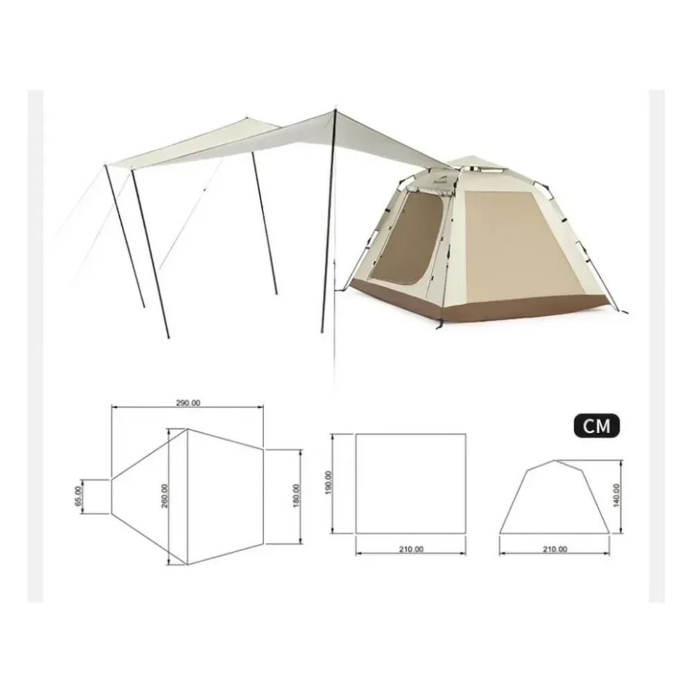 Намет Naturehike тримісний автоматичний із тентом Ango Picnic CNK2450WS021, коричневий (6976023922817) — фото 3