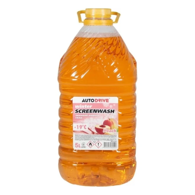 Омивач автомобільний AUTO DRIVE WINTER SCREEN WASH PEACH -19 °С, ПЕТ 5 л (AD0141)