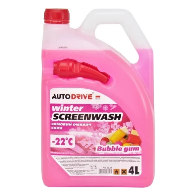 Омивач автомобільний AUTO DRIVE Winter Screenwash Bubble Gum -22 °C, 4л (AD0124)