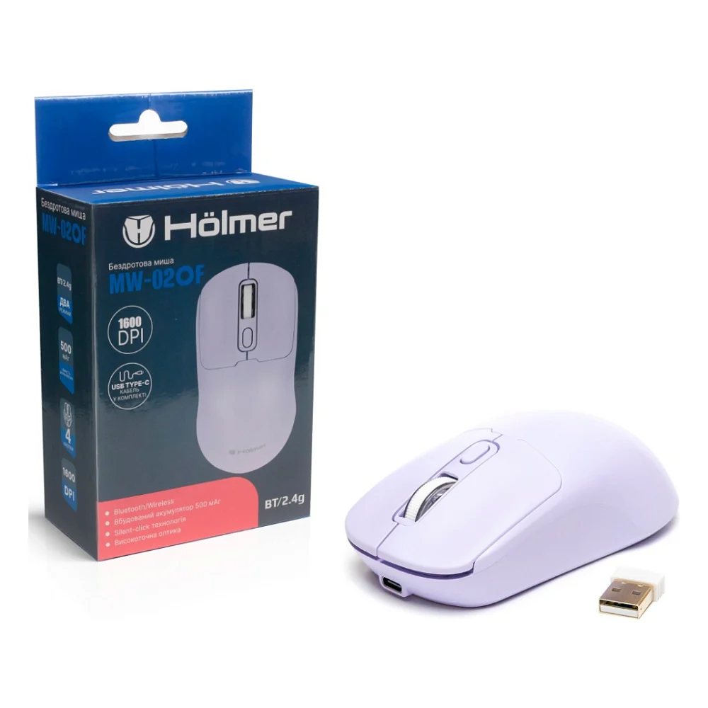 Мишка Holmer MW-02OF Wireless/Bluetooth Purple (MW-02OF) — фото 12