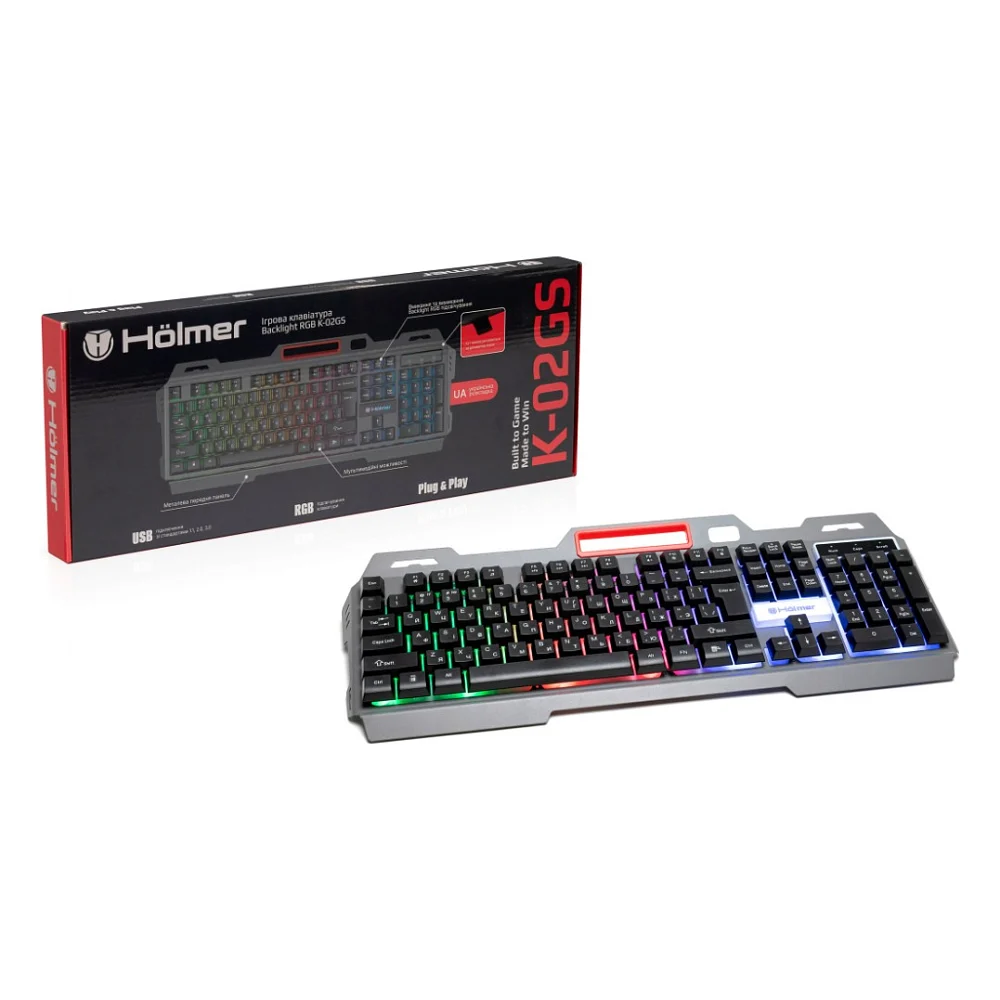 Клавіатура Holmer K-02GS RGB Backlight USB UA Black (K-02GS) — фото 7