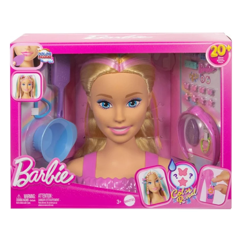 Ігровий набір Barbie Лялька-манекен для зачісок "Кольорове перевтілення" Barbie з аксесуарами (JFG81)