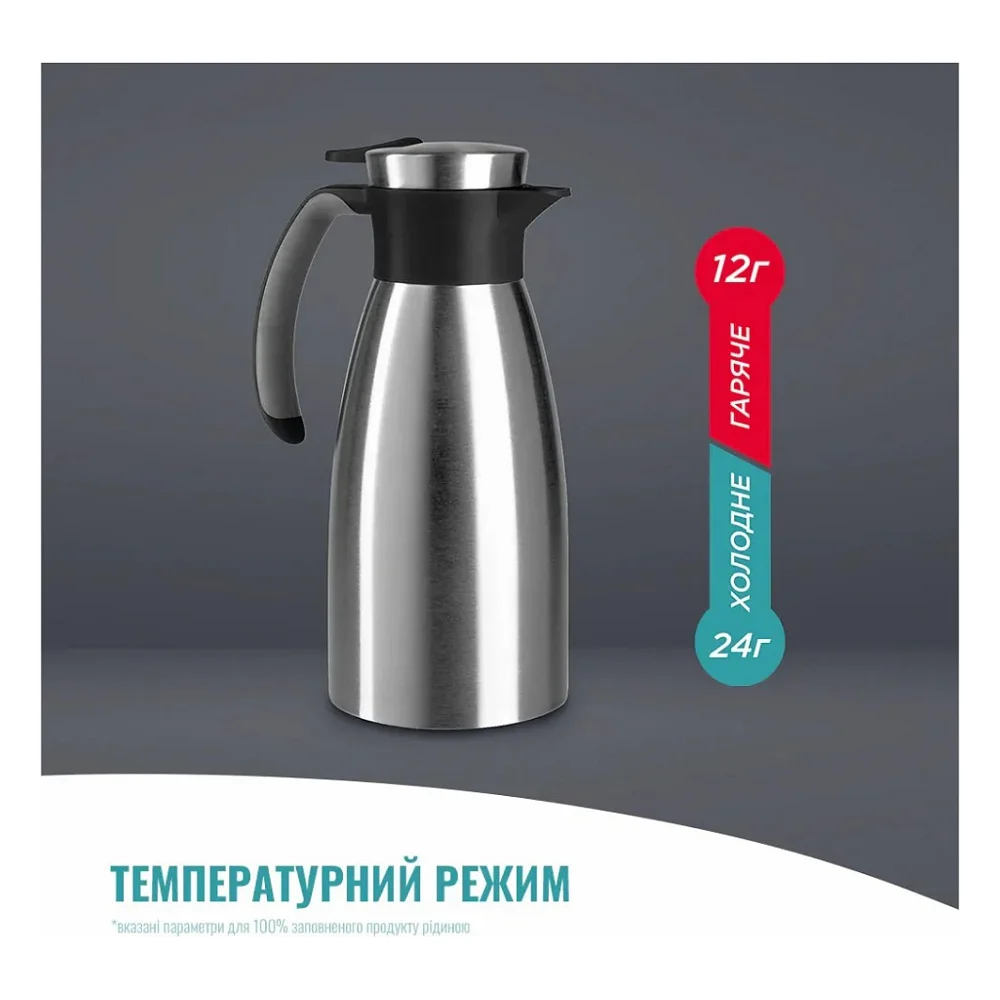 Термос Tefal Soft Grip, 1.5л, нежавіюча сталь, пластик, чорний (K3043214) — фото 3