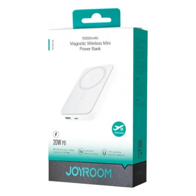 Батарея універсальна Joyroom Magnetic Wireless 10000mAh 20W PD, QC, USB-C In/Out White (JR-W020 / 6941237119698) — фото 6