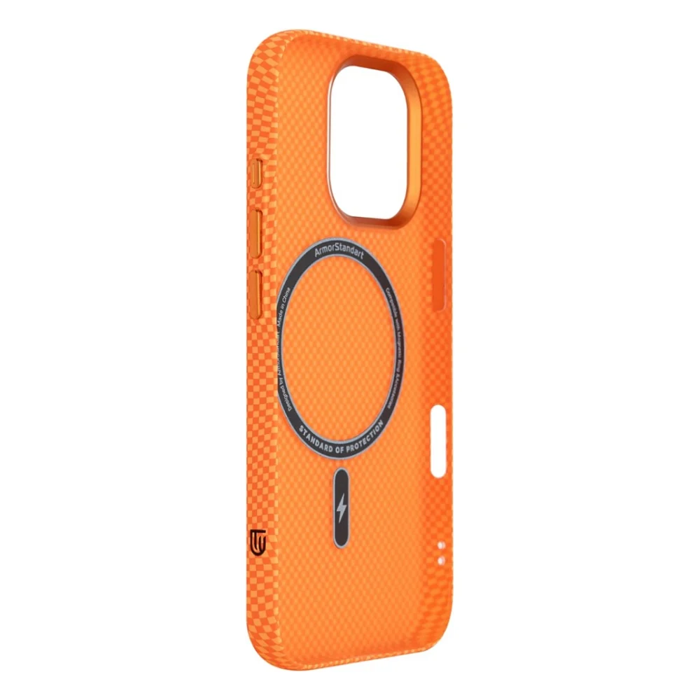 Чохол до мобільного телефона Armorstandart LikeCarbon2 MagCase Apple iPhone 17 Kevlar Orange (ARM88614) — фото 4