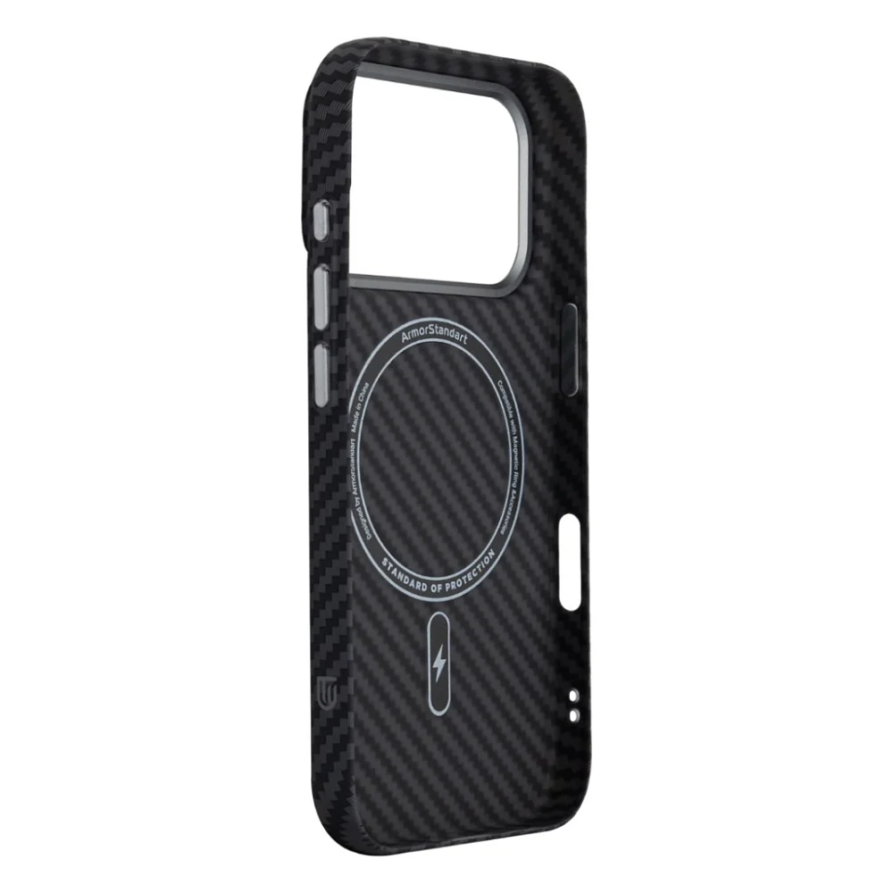 Чохол до мобільного телефона Armorstandart LikeCarbon2 MagCase Apple iPhone 17 Pro Carbon Black (ARM86258) — фото 4