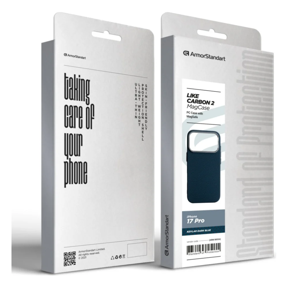 Чохол до мобільного телефона Armorstandart LikeCarbon2 MagCase Apple iPhone 17 Pro Kevlar Dark Blue (ARM88554) — фото 8