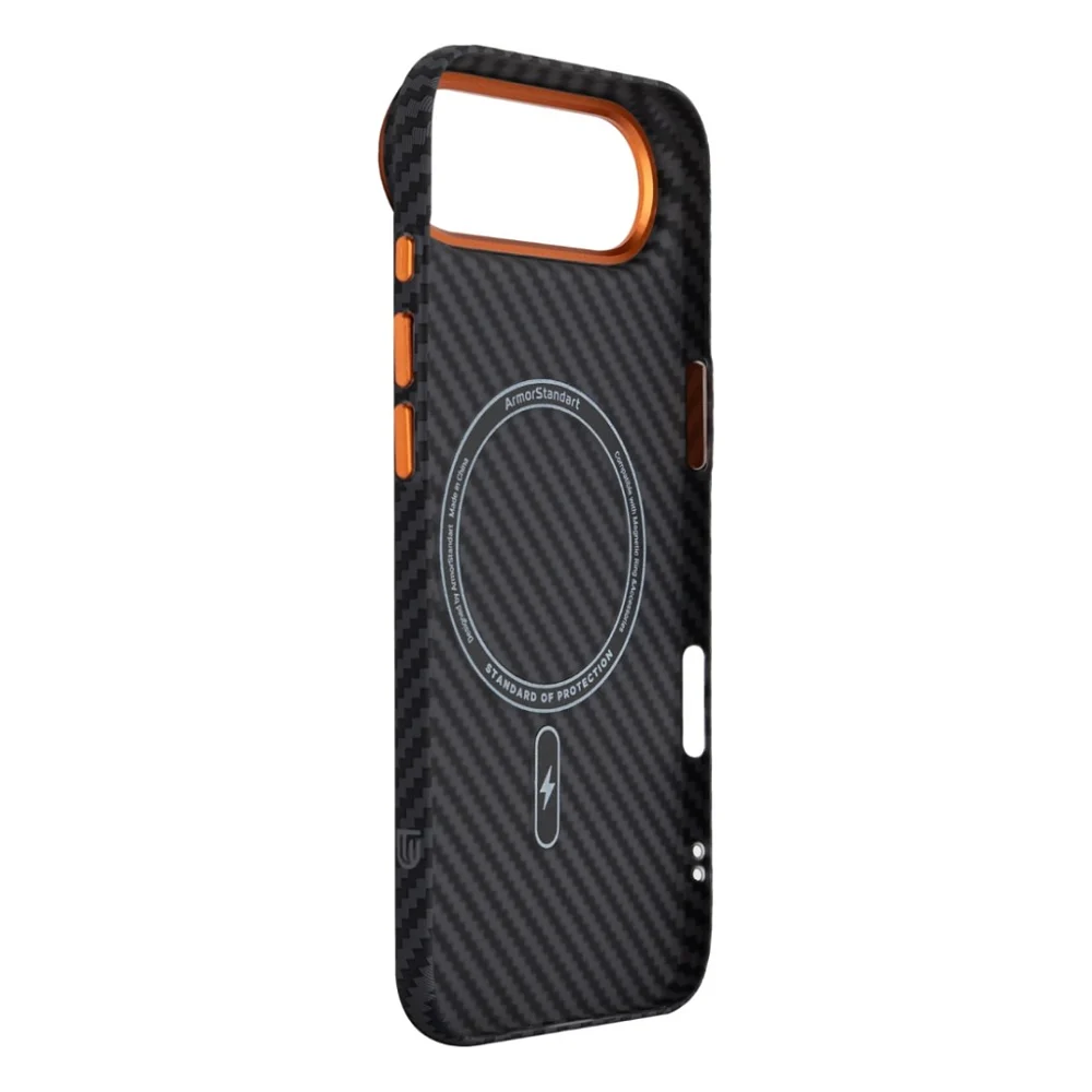 Чохол до мобільного телефона Armorstandart LikeCarbon2 SE MagCase Apple iPhone 17 Air Black Orange (ARM89155) — фото 4