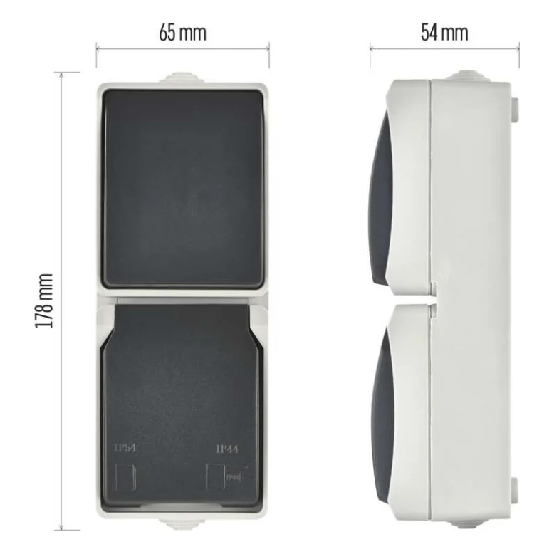 Розетка EMOS + вимикач прохідний вертикальний зовнішній сірий IP44 (A1396.4) — фото 8